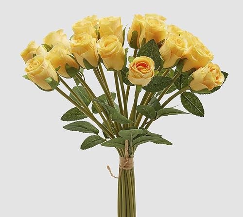 EDG Enzo De Gasperi Enzo De Gasperi Blumenstrauß Rosa mit Blättern H 40 cm Bouquet 18 gelbe Blumen von Edg