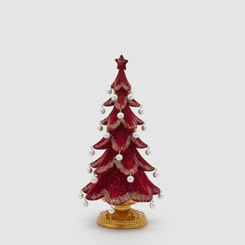 EDG Enzo De Gasperi Pino Weihnachtsbaum mit Perlen 36x19cm Bordeaux von Edg