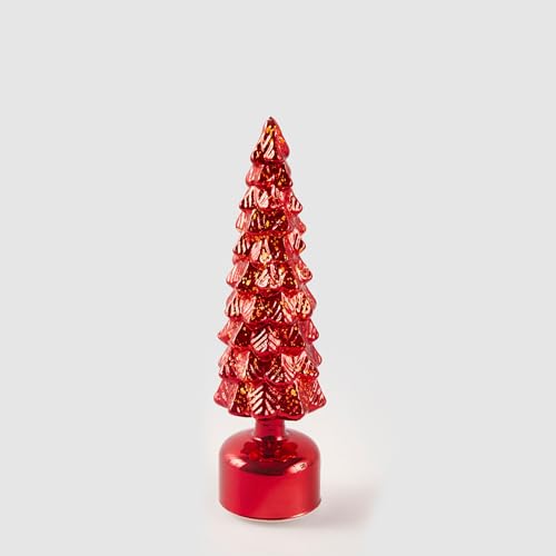 EDG Enzo De Gasperi Weihnachtsdekoration Kiefer Twist mit Musik Bewegung und LED 35x9,5cm Rot Glas von Edg