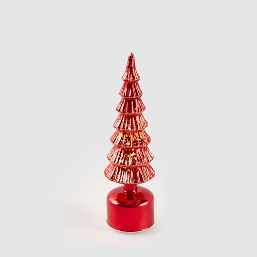 EDG Enzo De Gasperi Weihnachtsdekoration Kiefer Twist mit Musik Bewegung und LED 35x9,5cm Rot Glas von Edg
