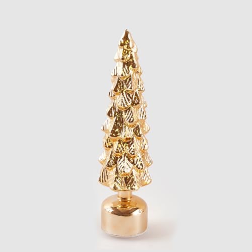 EDG Enzo De Gasperi Weihnachtsdekoration Kiefer Twist mit Musik Bewegung und LED 40,5 x 10 cm Gold Glas von Edg