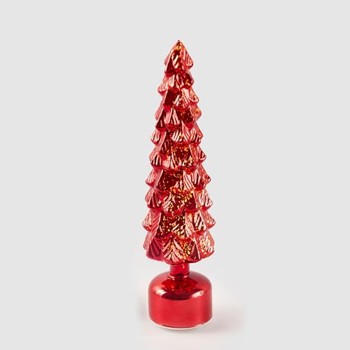 EDG Enzo De Gasperi Weihnachtsdekoration Kiefer Twist mit Musik Bewegung und LED 40,5 x 10 cm Rot Glas von Edg