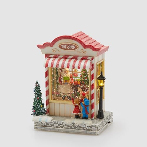 EDG Enzo De Gasperi Weihnachtsdekoration Weihnachtsdorf Vitrine Bewegung Musik und LED 22 x 16 cm von Edg