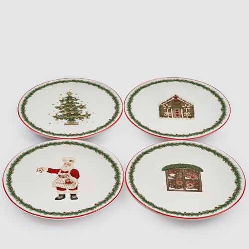 EDG Enzo De Gasperi Xmas Tree Dessertteller Weihnachten Set 4 Stück 15 cm Porzellan von Edg