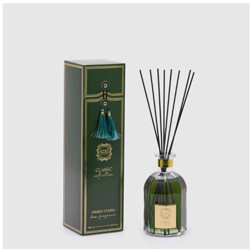 Edg - Enzo De Gasperi Klassischer Lufterfrischer für den häuslichen Bereich mit Stäbchen, 500-ml-Glasflasche (1 Stück) GREEN UTOPIA von Edg