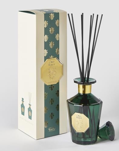 Edg Enzo de Gasperi Home Lufterfrischer mit Stäbchen, „GoldLily“ Glasflasche 500 ml 3 Varianten (1Stk) Olive Flower von Edg