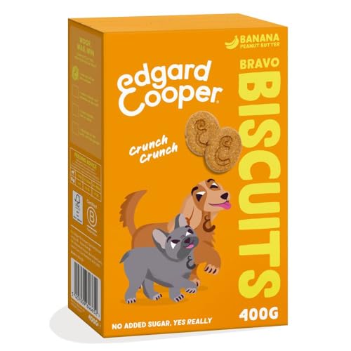 Edgard Cooper Hundeleckerli, Bravo Biscuits (Banane, 400g x 1) Adult & Welpen Leckerlis, Getreidefrei, Pflanzenbasiert, voller Obst und ohne Zuckerzusatz von Edgard Cooper