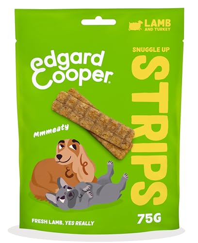 Edgard Cooper Hundeleckerli, Snuggle Up Strips (Lamm & Truthahn 75g x 1) Adult & Welpen Leckerlis, Getreidefrei, Natürliche Zutaten, hoher Proteingehalt und frisches Fleisch von Edgard Cooper