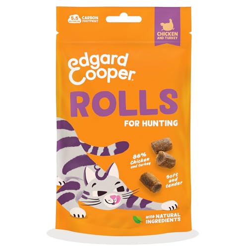 Edgard Cooper natürliche Katzensnacks, Rolls mit Huhn und Truthahn (1 x 45 g Beutel), getreidefrei, vollgepackt mit frischem Fleisch, hoher Proteingehalt, natürliche Zutaten & ohne Zuckerzusatz. von Edgard Cooper