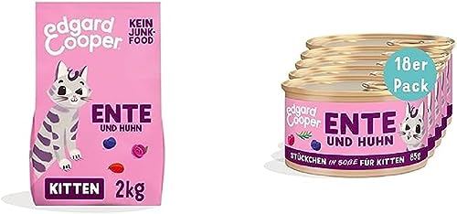 Edgard & Cooper Katzenfutter Kitten getreidefrei Trockenfutter hochwertiges Katzenfutter ohne Getreide Kitten Ente & Huhn 2kg + Edgard & Cooper Stückchen in Soße Katzenfutter Ente/Huhn 85gx18 Edgard & Cooper Katzenfutter Kitten getreidefrei Trockenfutter hochwertiges Katzenfutter ohne Getreide Kitten Ente & Huhn 2kg + Edgard & Cooper Stückchen in Soße Katzenfutter Ente/Huhn 85gx18 von Edgard Cooper