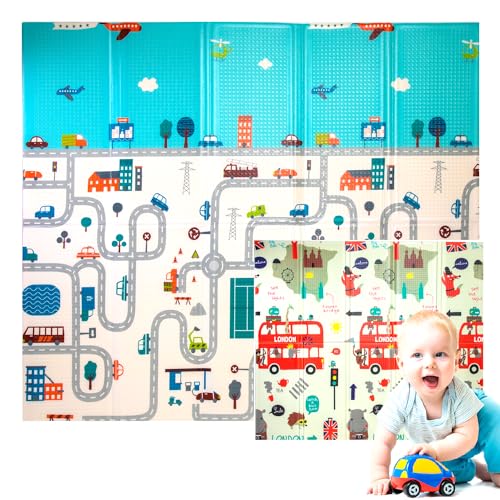 Edibaby, Spielmatte Baby, 1.5cm XPE, Krabbelmatte, 200 x 180cm, Faltbar, Kinder Teppiche, Spielteppich, Schadstofffrei, Play Mat (London Edition) von Edibaby