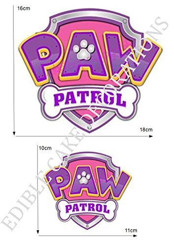 2 x Paw Patrol Logo Party Stand Up Esspapier Cupcake Topper Kuchen Dekorationen von Ediblecakedecorations