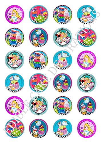 24 x Alice im Wunderland Teeparty/Teeparty/Cupcake-Dekorationen aus Papier von Ediblecakedecorations