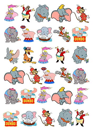 30 x Dumbo Kuchendekorationen aus Esspapier zum Aufstellen von Ediblecakedecorations