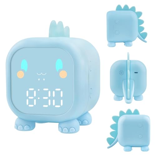 Edillas Kinderwecker Digital Mädchen Jungen Nachtlicht Snooze,Countdown,6 Weckklingeltönen,Einstellbarer Helligkeit,Aufladbarer Wecker für Kinderzimmer,Wohnzimmer (Rosa) (Hellblau) von Edillas