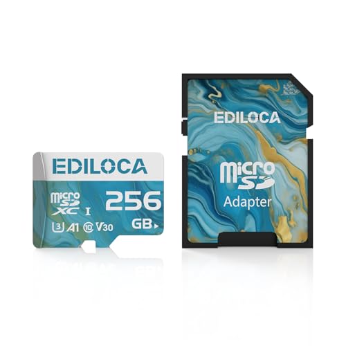 256GB Micro SD Karte Speicherkarte mit SD-Adapter, 90MB/s Lesegeschwindigkeit UHS-I C10, U1, V10, A1 Wasserdicht Stoßfest, 256GB Micro SD Card Kompatibel mit Smartphone, Kamera, Dashcam, Drohnen 256GB Micro SD Karte Speicherkarte mit SD-Adapter, 90MB/s Lesegeschwindigkeit UHS-I C10, U1, V10, A1 Wasserdicht Stoßfest, 256GB Micro SD Card Kompatibel mit Smartphone, Kamera, Dashcam, Drohnen von Ediloca