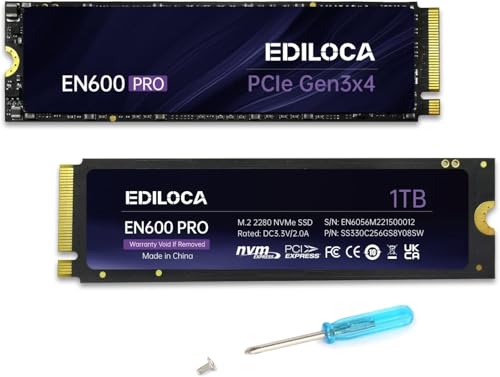 Ediloca EN600 PRO 256 GB Interne SSD PCIe Gen3, NVMe M.2 2280, SLC-Cache, 2800 MB/s Lesen, 2000 MB/s Schreiben, 3D NAND TLC, Internes Solid State Drive, kompatibel mit Desktops und Laptops Ediloca EN600 PRO 256 GB Interne SSD PCIe Gen3, NVMe M.2 2280, SLC-Cache, 2800 MB/s Lesen, 2000 MB/s Schreiben, 3D NAND TLC, Internes Solid State Drive, kompatibel mit Desktops und Laptops von Ediloca