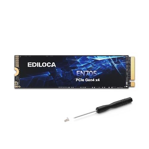 Ediloca EN705 SSD 1 TB PCIe Gen4, NVMe M.2 2280, 3D NAND TLC, bis zu 5000 MB/s, internes Solid-State-Laufwerk, dynamischer SLC-Cache, kompatibel mit PS5, Laptops und PC-Desktops von Ediloca
