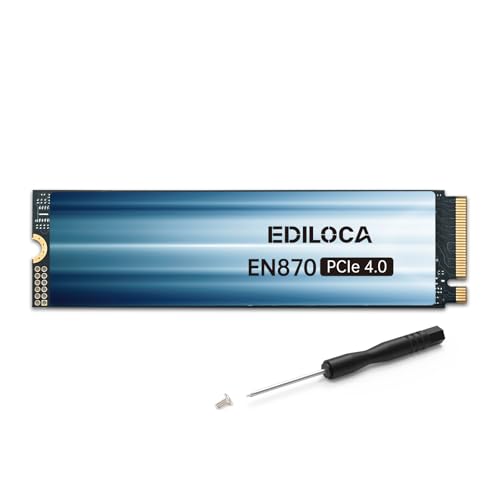 Ediloca EN870 Interne SSD 2 TB PCIe Gen4, NVMe M.2 2280, bis zu 7450 MB/s, 3D NAND TLC, Internes Solid State Drive, dynamischer SLC-Cache, kompatibel mit PS5 und PC Ediloca EN870 Interne SSD 2 TB PCIe Gen4, NVMe M.2 2280, bis zu 7450 MB/s, 3D NAND TLC, Internes Solid State Drive, dynamischer SLC-Cache, kompatibel mit PS5 und PC von Ediloca