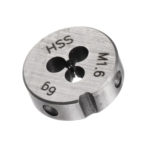 Edinstry HSS metrische runde Schneideisen (HSS), Rechtshänder, Maschinengewinde, Schneidwerkzeug, verstellbar, für Präzision, 1 Stück, M1,6 x 0,35 von Edinstry