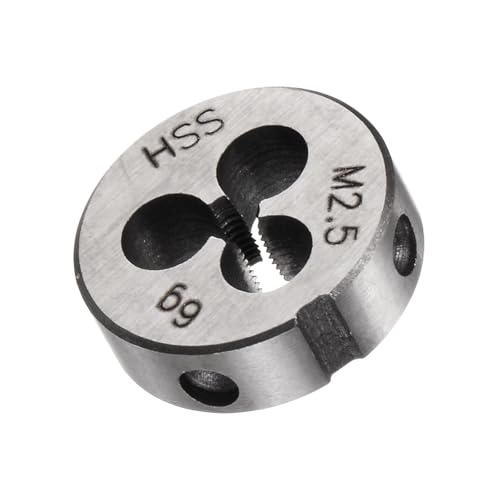 Edinstry HSS metrische runde Schneideisen (HSS), Rechtshänder, Maschinengewinde, Schneidwerkzeug, verstellbar, für Präzision, 1 Stück, M2,5 x 0,45 von Edinstry