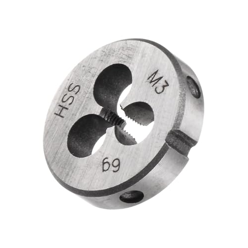 Edinstry HSS metrische runde Schneideisen (HSS), Rechtshänder, Maschinengewinde, Schneidwerkzeug, verstellbar, für Präzision, 1 Stück, M3 x 0,5 von Edinstry