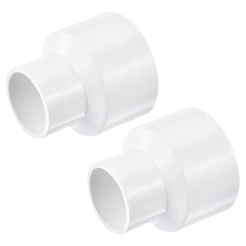 Edinstry PVC-Reduzierstück, Rohrverschraubungen, gerade Kupplungsadapter für Sanitär- und DIY-Projekte, Weiß, 50 mm auf 32 mm, 2 Stück von Edinstry