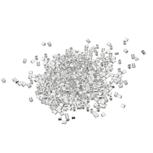 Edinstry Quetschrohrperlen aus Messing, Abstandshalter für Schmuckherstellung, für DIY-Armbänder und Halsketten, Silber, 1,5 x 1,5 mm, 1000 Stück von Edinstry