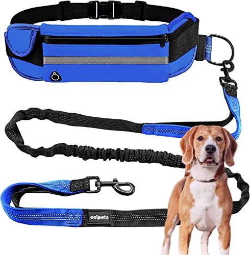 Edipets, Joggingleine Hunde, Freihändig, Laufen, Wandern, Gurtband, Anti-Stress, Reflektierend, 160-220 cm (Blau) von Edipets