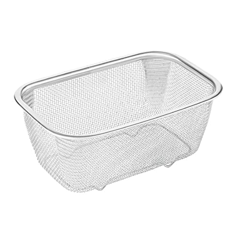 EdirFtra Edelstahl Feinsieb, Rechteckige Spüle Sieb Korb, Küchensieb Sieb, Obst Gemüse Waschen und Drain Waschbecken Aufbewahrungskorb, 19.5x12.5x7.5cm von EdirFtra