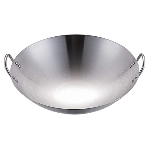 Edelstahl-Wok-Pfanne, unbeschichtete chinesische Pfanne, Schwerer Edelstahl-Wok, Bratpfanne, Alle Herde kompatibel,28cm von EdirFtra