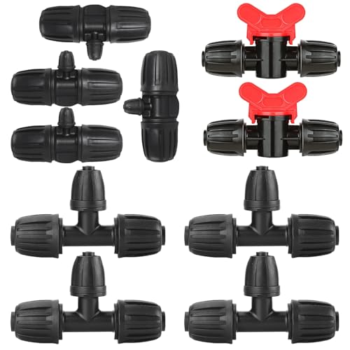 10 Stück Bewässerungsarmaturen Kit für Schläuche,Barbed Garten Schlauch Verbinder Gartenbewässerung,Micro Drip T-Stück Wasser Divider, Gerade, T-Stücken von Editbar