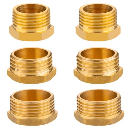 6 Stück Messing Stopfen 1/2" Außengewinde, Verschlussstopfen Messing, 3/4" Rohrstopfen, 3/8" Blindstopfen,Endstopfen aus Messing, für Außenwasserleitungen Fittings von Editbar