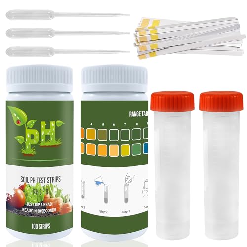Boden-pH-Tester, Testkit 100 Teststreifen (Bereich 3–9),Säure-Test-Messgerät,Geeignet für Gärten, Zimmer- und Außenpflanzen, Rasenflächen, Bauernhöfe, Gemüse, Obstbäume, Blumen, Terrassen, Kompost von Editbar