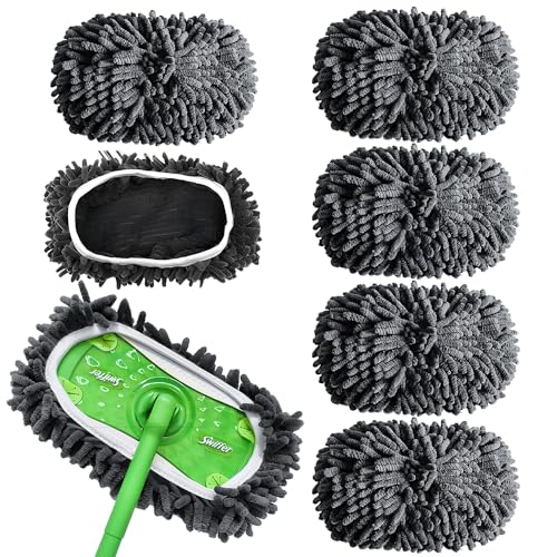 Editbar 6 Stück Tücher Wiederverwendbare für Swiffer Sweeper Mop, Trockene Bodentücher/Feuchte Bodentücher für Swiffer Sweeper Mop, Bodenwischer Wischmopp Bezug, für Reinigung von Hartböden/Holzböden von Editbar