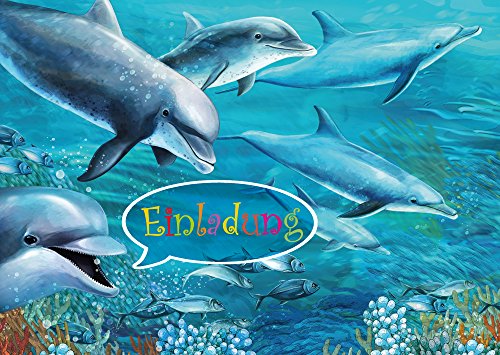 EDITION COLIBRI 10 Delfin-Einladungen zum Kindergeburtstag im Pool/Geburtstagseinladungen Kinder ins Schwimmbad (10690) von Edition Colibri