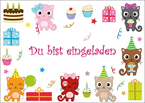 10 süsse Katzen-Einladungskarten/Geburtstagseinladungen Kinder Mädchen Jungen zum Kindergeburtstag von EDITION COLIBRI (10693) von Edition Colibri