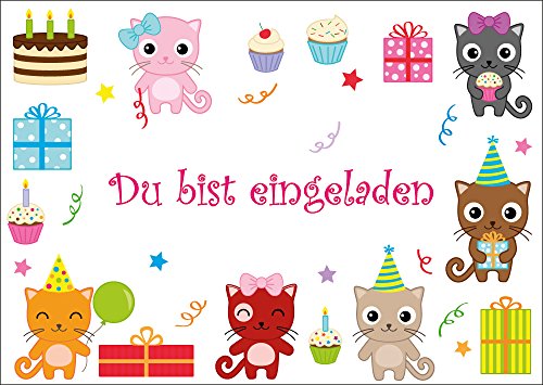 EDITION COLIBRI 10 Katzen-Einladungen: Geburtstagseinladungen Kinder, Mädchen/Jungen, 10-er Set, Einladungskarten zum Kindergeburtstag, Kätzchen, Kindergarten, 4,5,6, Jahre (10693DE) von Edition Colibri