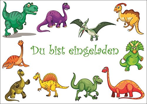 10 Dinosaurier-Einladungen/Geburtstagseinladungen Kinder Mädchen Jungen: 10-er Set Einladungskarten zum Kindergeburtstag oder ins Museum (10729) von Edition Colibri