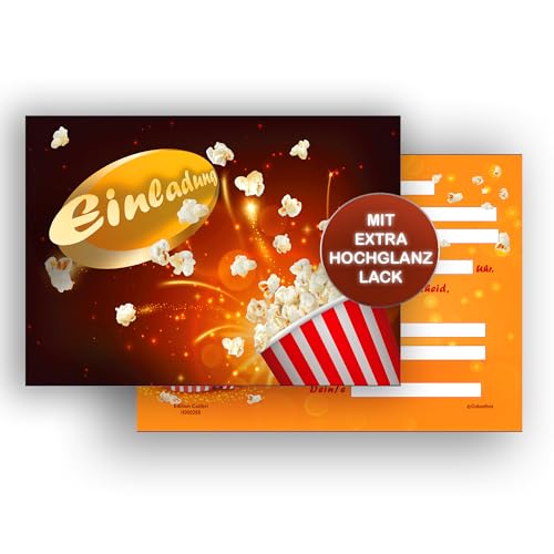 Edition Colibri 10 Einladungskarten Kindergeburtstag Kino, A6, Partyeinladung für Filmabend, Einladung zum Geburtstag Junge und Mädchen von Edition Colibri