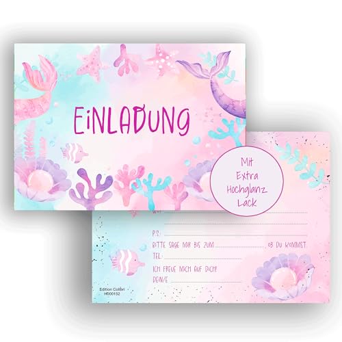 Edition Colibri 10 Einladungskarten Kindergeburtstag Meerjungfrau, Party, Einladung Kindergeburtstag Junge und Mädchen, Geburtstagseinladungen, A6 von Edition Colibri