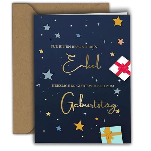 Edition Colibri Geburtstagskarte für Enkel – FÜR EINEN BESONDEREN ENKEL – Glückwunschkarte für Enkelkind I Premium Klappkarte mit Umschlag I blau, Geschenk, A6 Edition Colibri Geburtstagskarte für Enkel – FÜR EINEN BESONDEREN ENKEL – Glückwunschkarte für Enkelkind I Premium Klappkarte mit Umschlag I blau, Geschenk, A6 von Edition Colibri