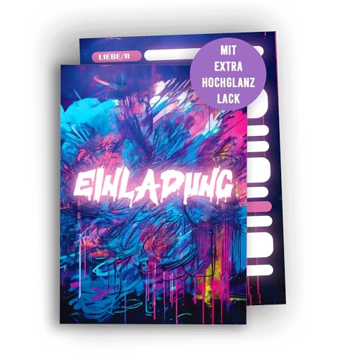 Edition Colibri Graffiti Einladungskarten – 10 Karten A6 zum Ausfüllen | Coole Einladungen für Teenager, Hip-Hop, Street-Party oder Geburtstag von Edition Colibri