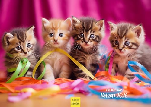 Edition Seidel Premium Kalender Die Welt der Katzen 2026 Format DIN A3 Wandkalender Katzenkalender Haustiere Kätzchen Katzenkinder Katze Kater Kitten von Edition Seidel