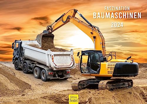 Edition Seidel Premium Kalender Faszination Baumaschinen 2024 Format DIN A3 Wandkalender Bagger Kran Walze Bulldozer LKW Auto Maschine von Edition Seidel