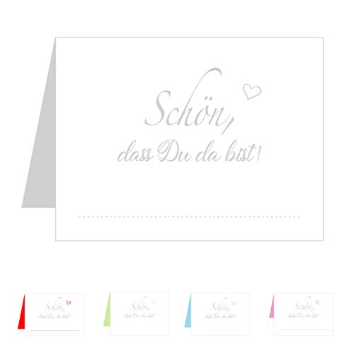 Edition Seidel Set 40 Premium Tischkarten Platzkarten Namenskarten Hochzeit Geburtstag Taufe Kommunion Konfirmation Firmung Jugendweihe Feier Jubiläum (Herzen Silber Grau, 40 Karten) von Edition Seidel