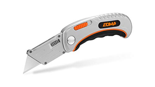 EDMA - Cuttermesser mit Trapezklinge - Cuttter mit Abbrechklinge in 9mm - Schneidwerkzeug mit Klingenschnellwechselsystem und Sicherheitsverriegelung - 170355 - Handwerkzeug für Profis und Heimwerker von Edma