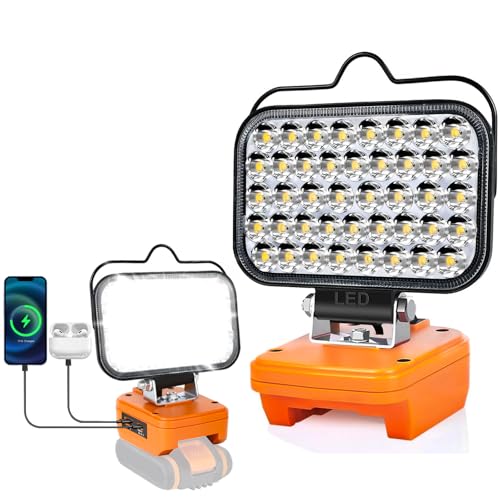 Arbeitsleuchte für Worx V20 Akku Lampe, 84W 8000LM,Tragbares Kabelloses Flutlicht mit USB und Typ-C-Schnellladeanschluss für Worx Werkzeuge,LED-Strahler für Camping,Angeln,Werkstatt (No Akku) von Edtran