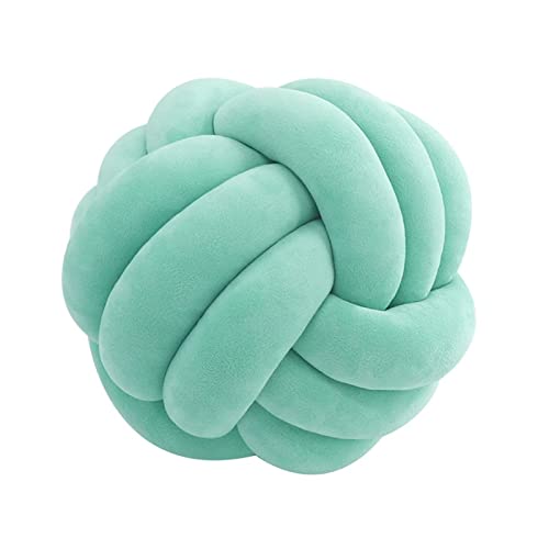 Edumov Knotenkissen, Knot Kopfkissen, Hand Gewebt Knotenkissen, Plüsch Kissen, Skandinavisch, Zierkissen Knoten, Geknotetes Kissen für Sofa Bett Zimmer, Hellblau, 27cm von Edumov