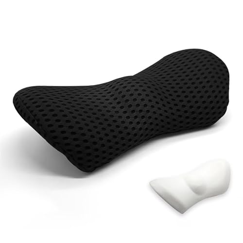Edumov Lendenwirbelkissen, Ergonomisches Rückenkissen, Memory Foam Lendenkissen Auto, Komfort Rückenstützkissen zur Druckentlastung, Rückenpolster für Bett/Stuhl/Autositz/Bürostuhl (Schwarz) von Edumov